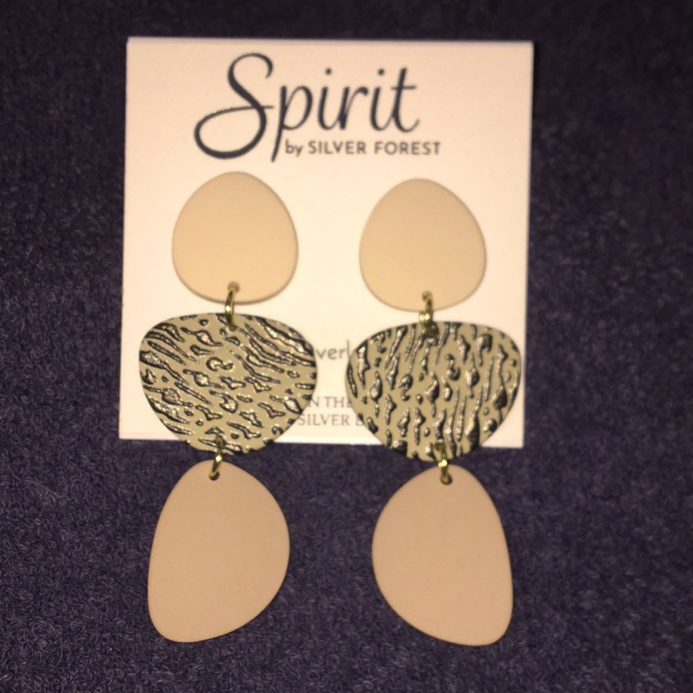 Beige & Animal Print Dangle Earrings - Women Jewelry